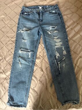 Refuge Women's Distressed Blue Ripped Jeans